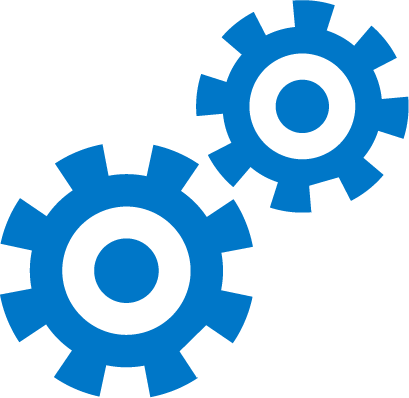 Two blue cogs icon