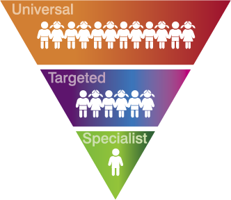 Universal, targeted, specialist triangle graphic.