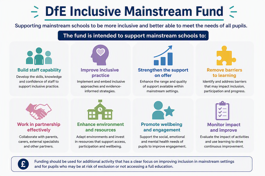 Graphic showing intended uses of the Inclusive Mainstream Fund